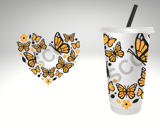 Heart Shape Butterfly-24oz Cold Cup Wrap