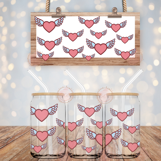 HEARTS WITH WINGS-16oz Libbey Glass Wrap