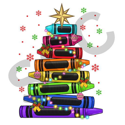 Crayon Christmas Tree- Kids Transfers