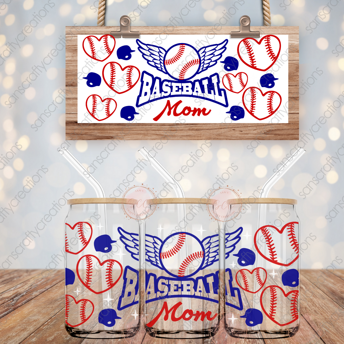 Baseball Mom-16oz Glass Can