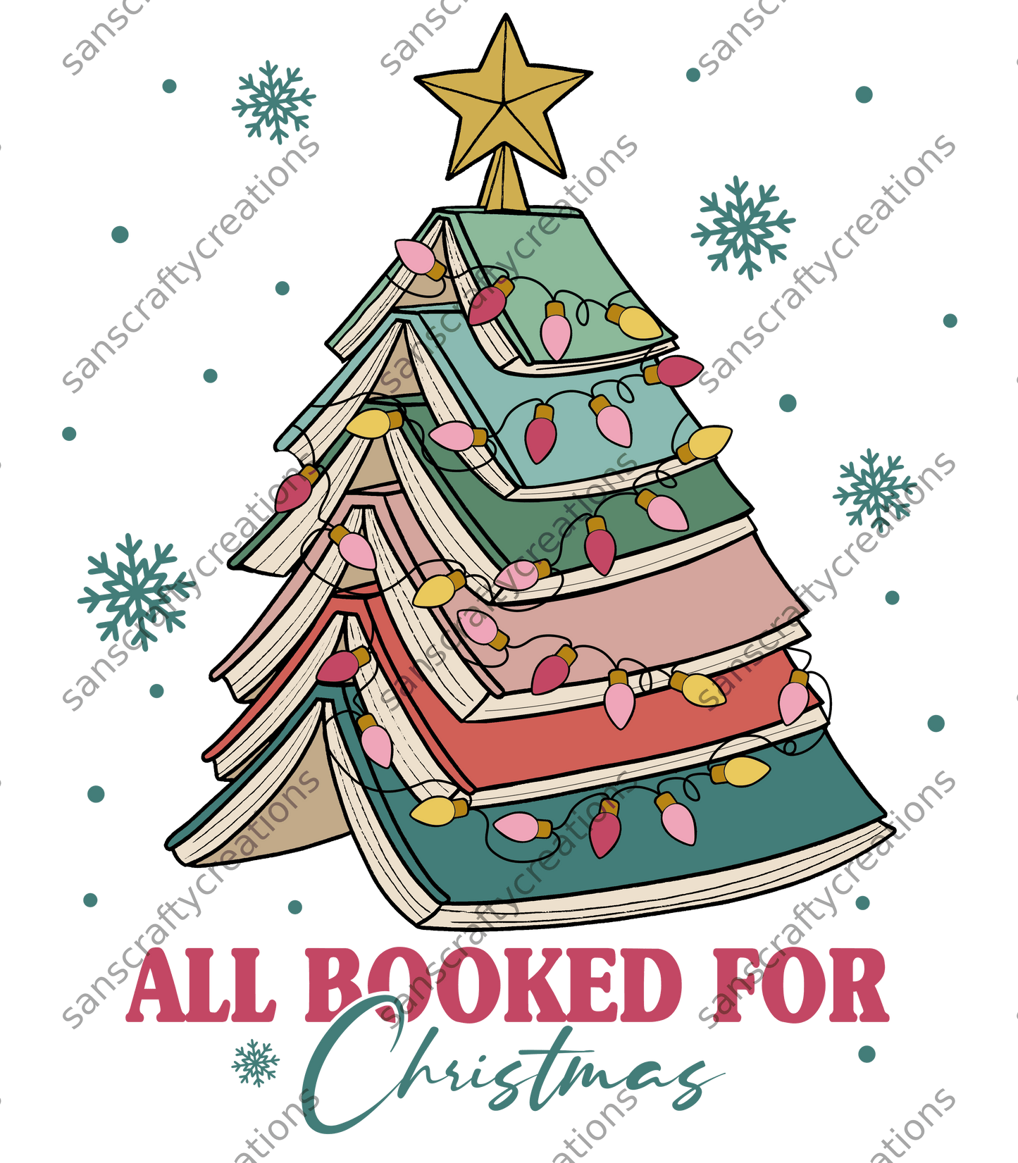 All Booked for Christmas-Transfer - by SansCraftyCreations.com -