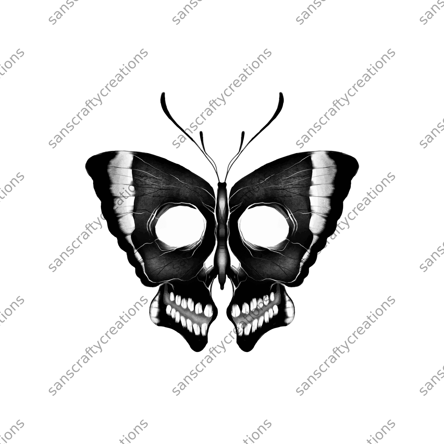 Butterfly skull-Transfer - by SansCraftyCreations.com -
