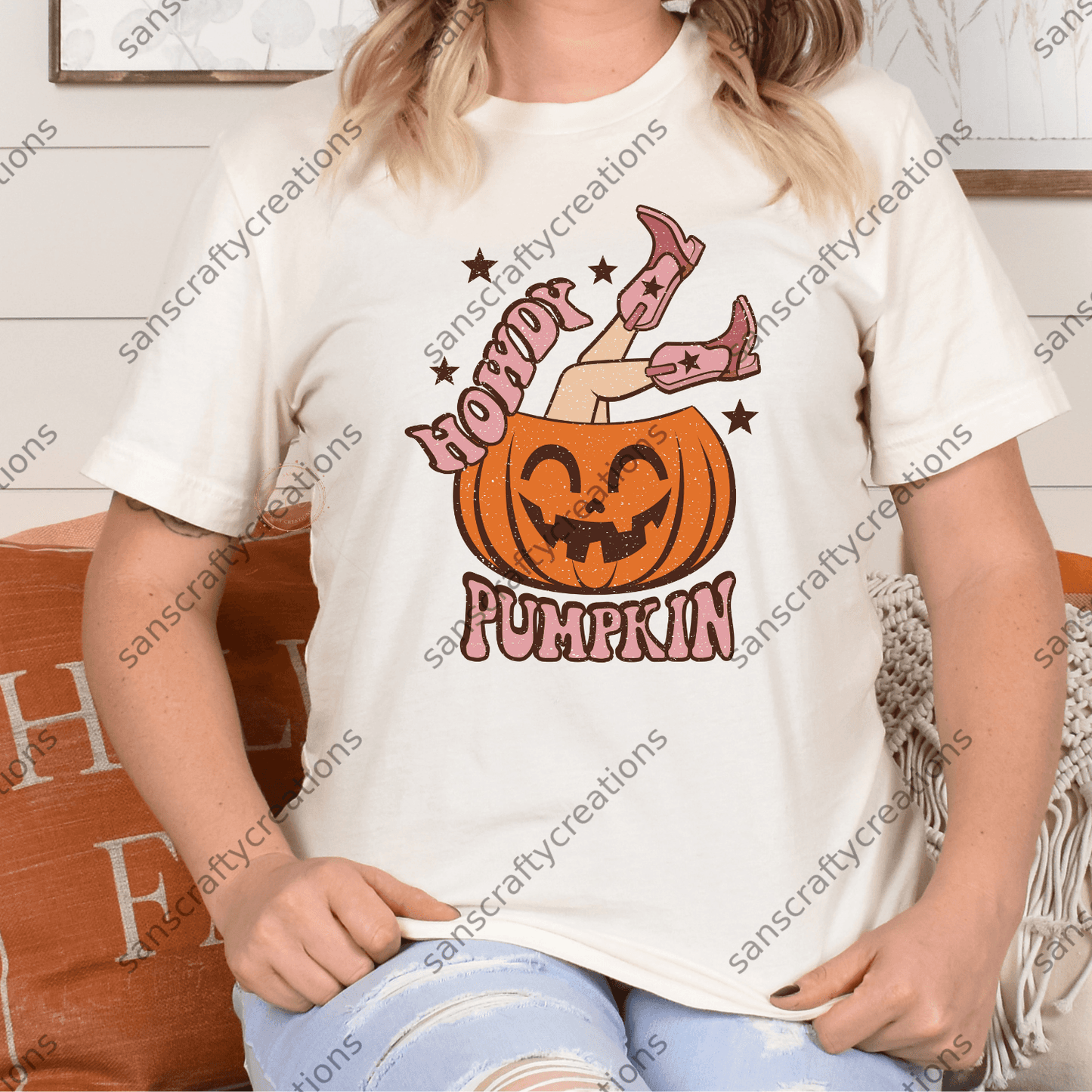 Howdy Pumpkin-Transfer - by SansCraftyCreations.com -