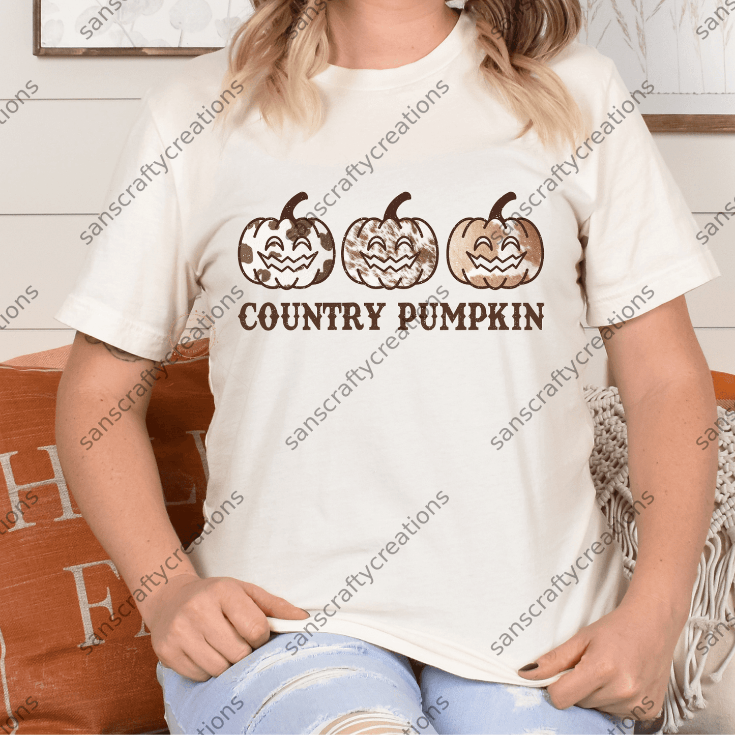 Country Pumpkin-Transfer - by SansCraftyCreations.com -