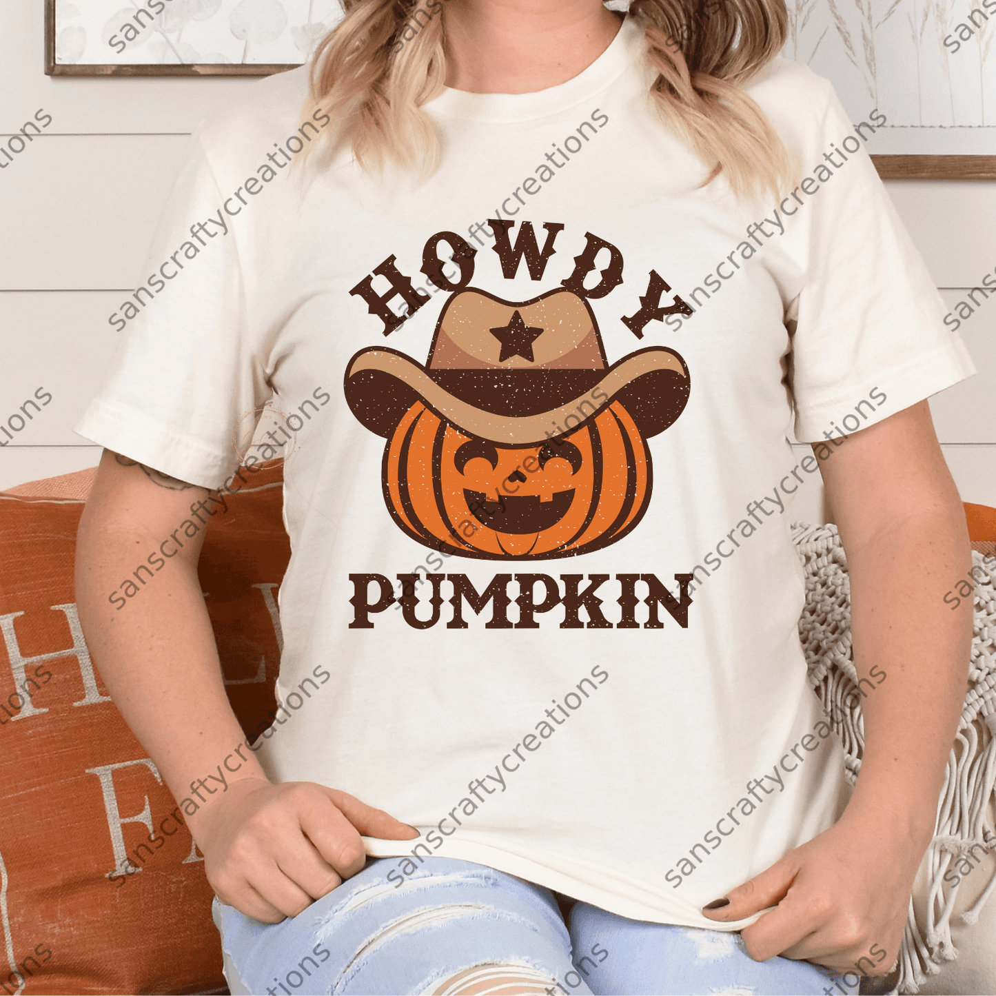 Howdy Pumpkin-Transfer - by SansCraftyCreations.com -