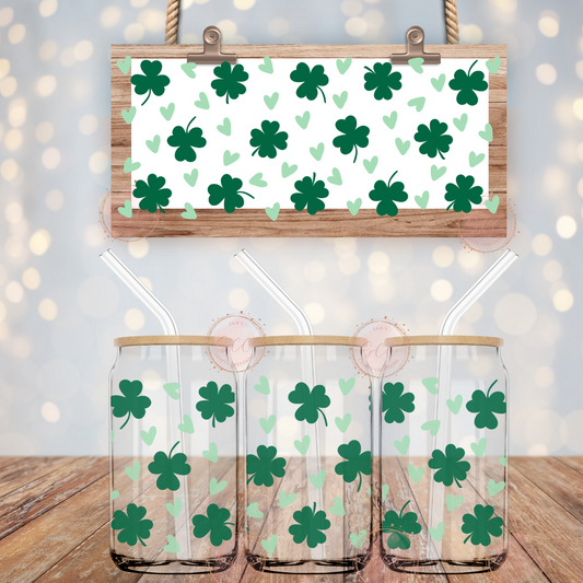 Clovers and hearts 2-16oz Libbey Glass Wrap