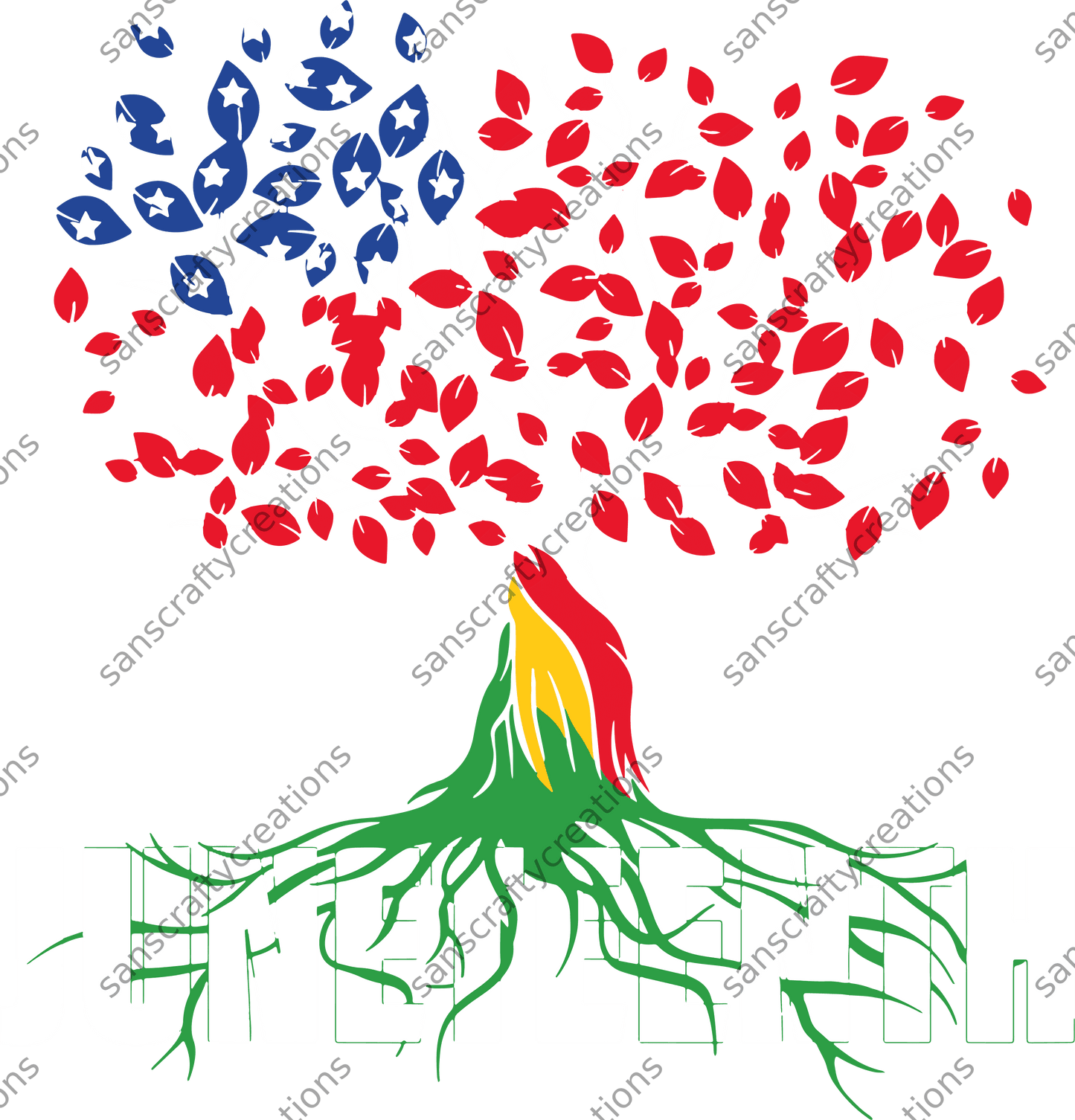 Juneteenth tree-Transfer - by SansCraftyCreations.com -