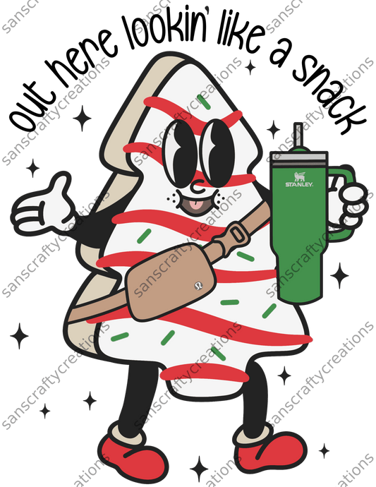 out here lookin like a snack Christmas Tree -Transfer -  by SansCraftyCreations.com - 