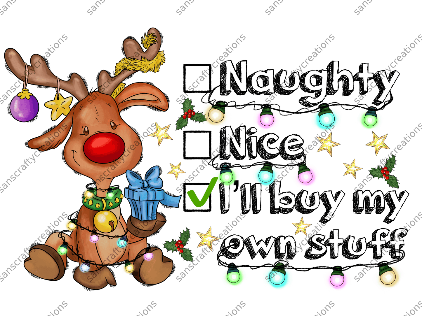 Naughty, Nice-Printed Heat Transfer Vinyl - by SansCraftyCreations.com -