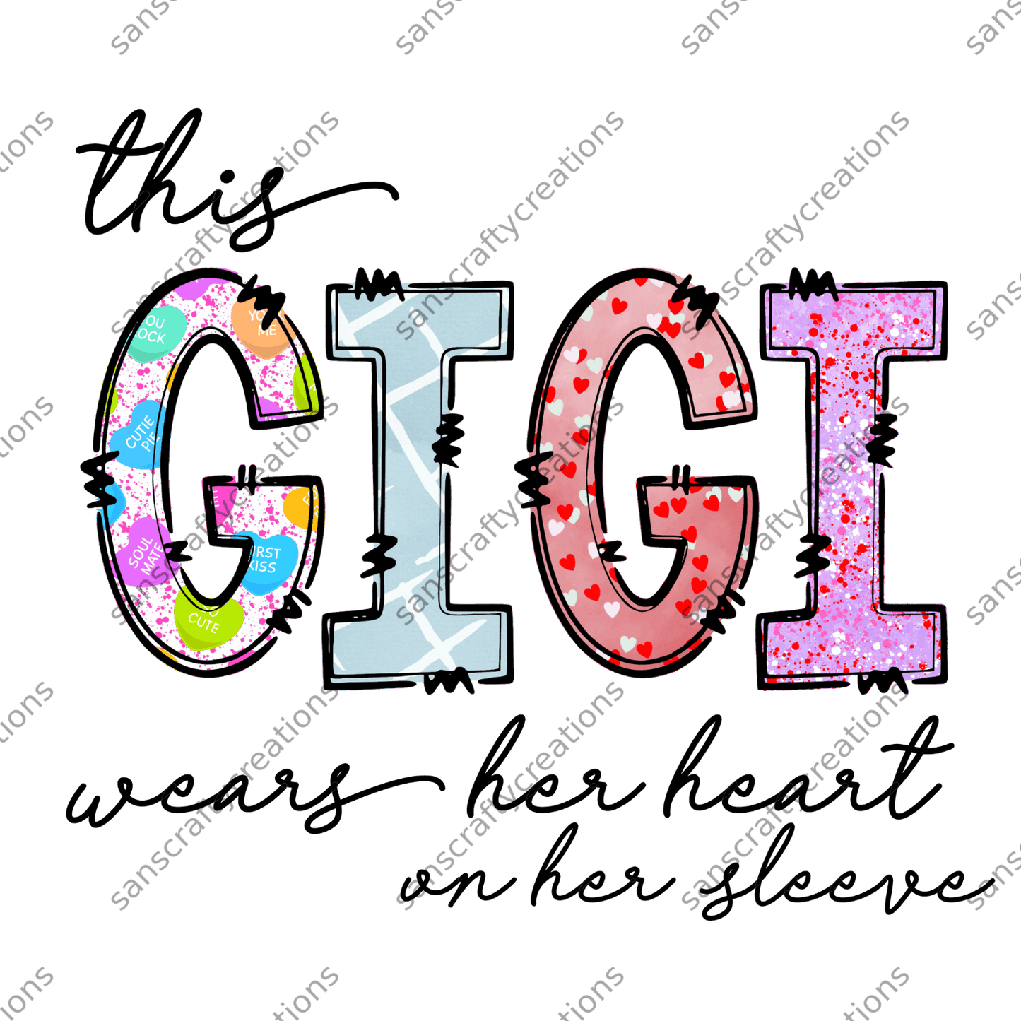 This Gigi wears her heart on her sleeve-Transfer - by SansCraftyCreations.com -