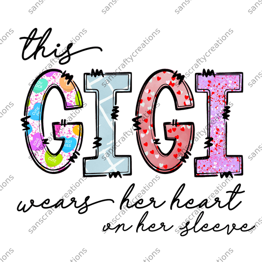 This Gigi wears her heart on her sleeve-Transfer -  by SansCraftyCreations.com - 