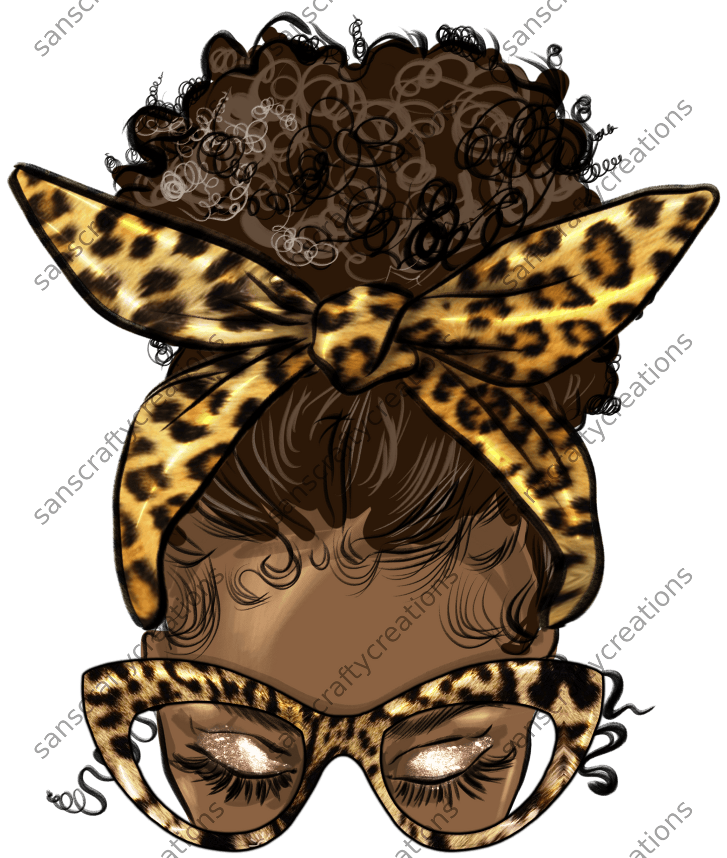 Messy Bun Girl- Printed Heat Transfer Vinyl - by SansCraftyCreations.com -