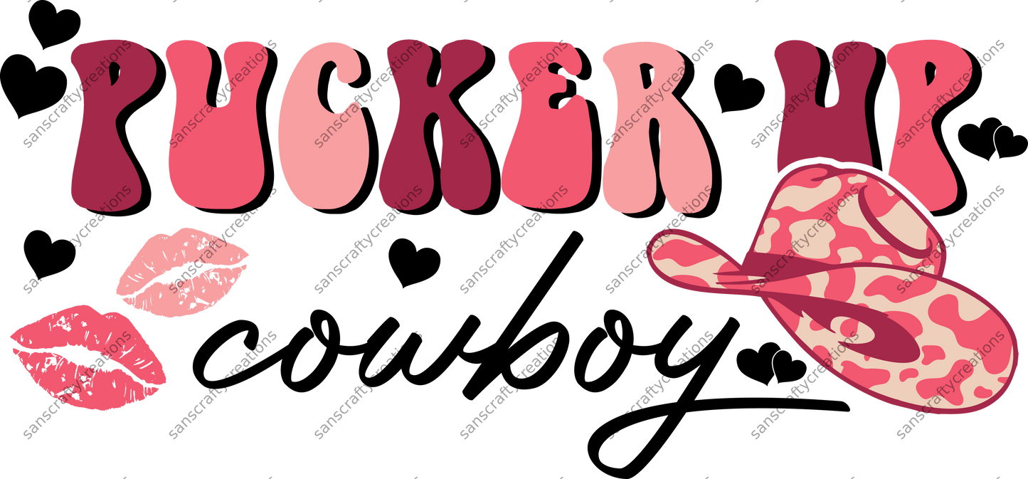 Pucker up Cowboy Transfer - by SansCraftyCreations.com -