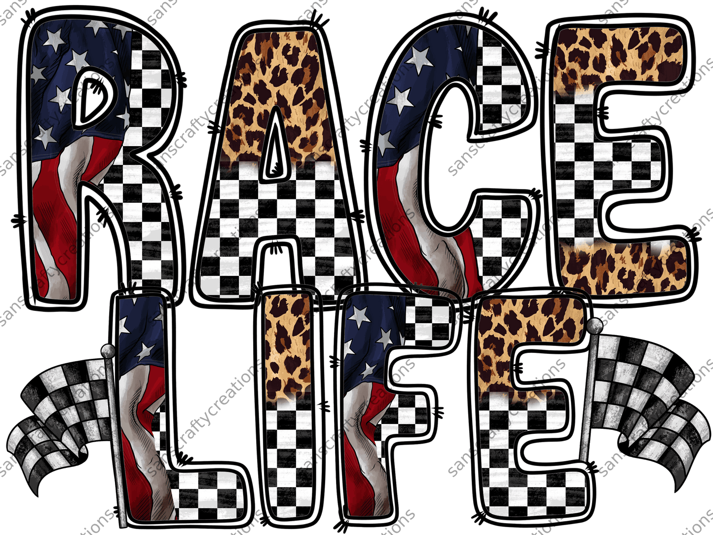 Race Life-Transfer - by SansCraftyCreations.com -