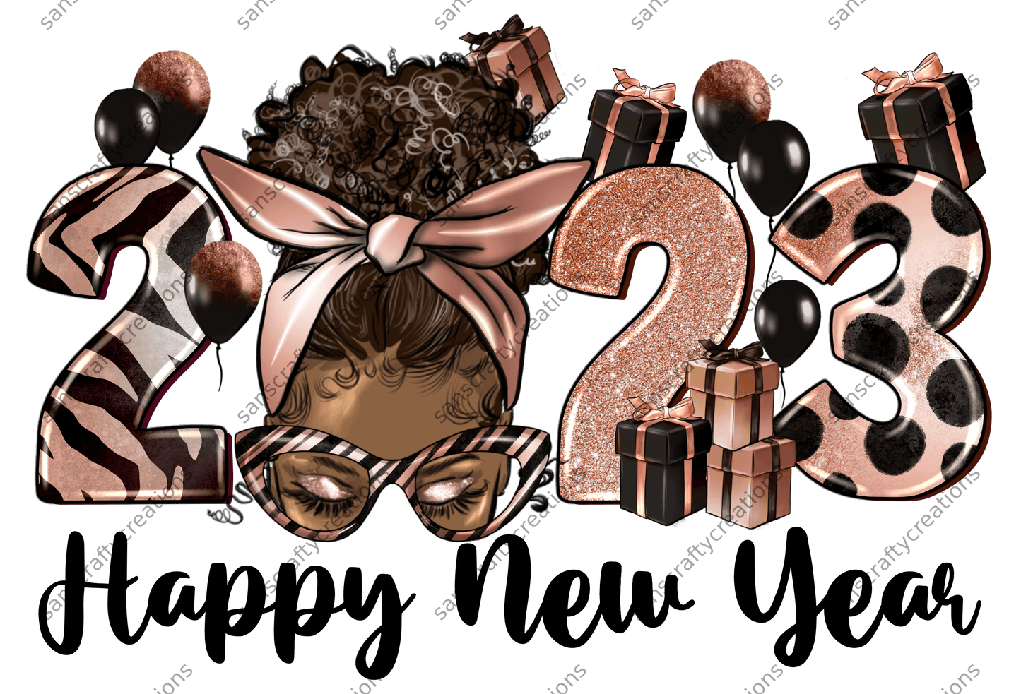 Happy New Year 2023-Printed Heat Transfer Vinyl - by SansCraftyCreations.com -