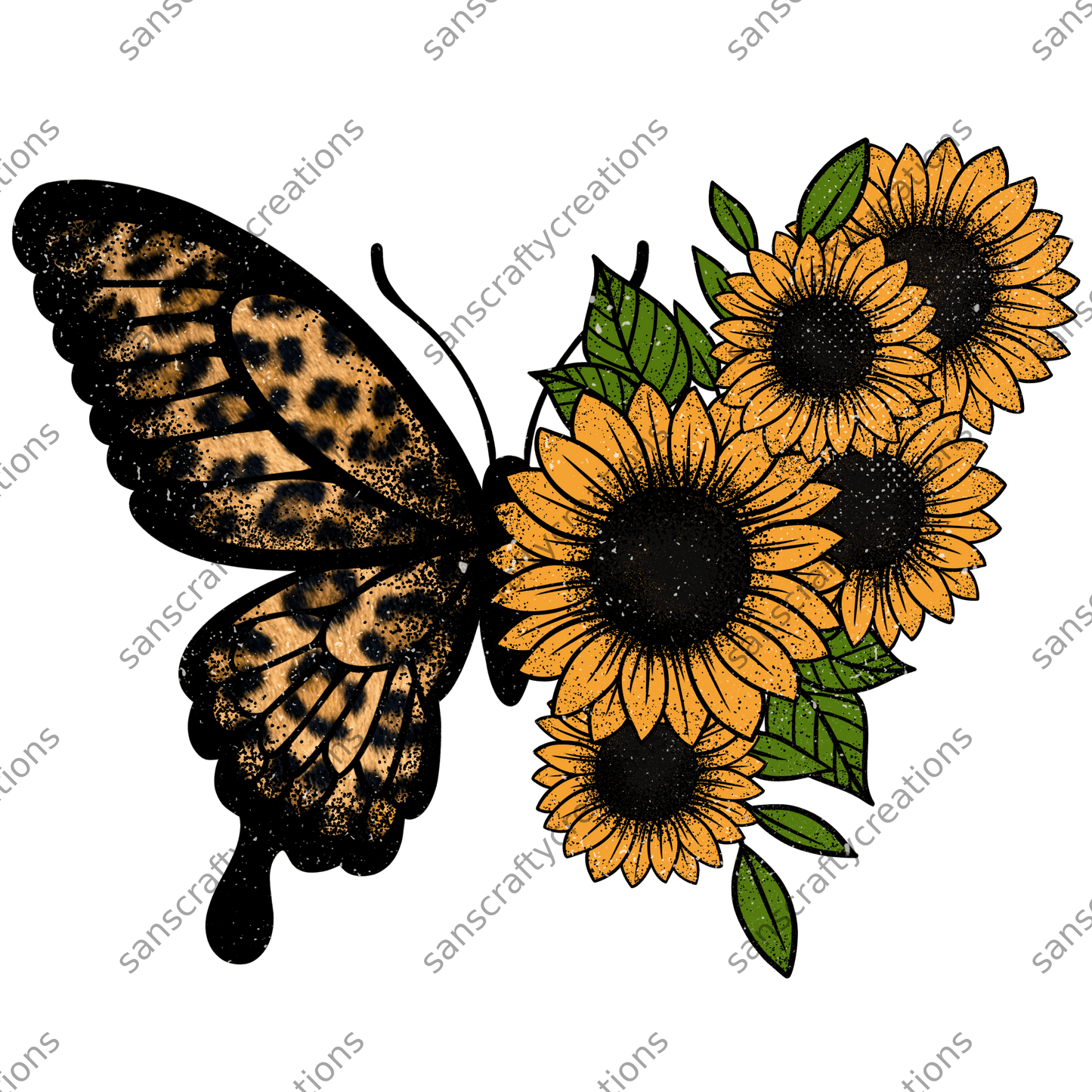 Sunflower butterfly-Transfer - by SansCraftyCreations.com -