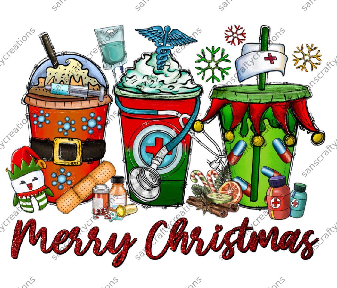 Medical Christmas Coffee-Printed Heat Transfer Vinyl - by SansCraftyCreations.com -