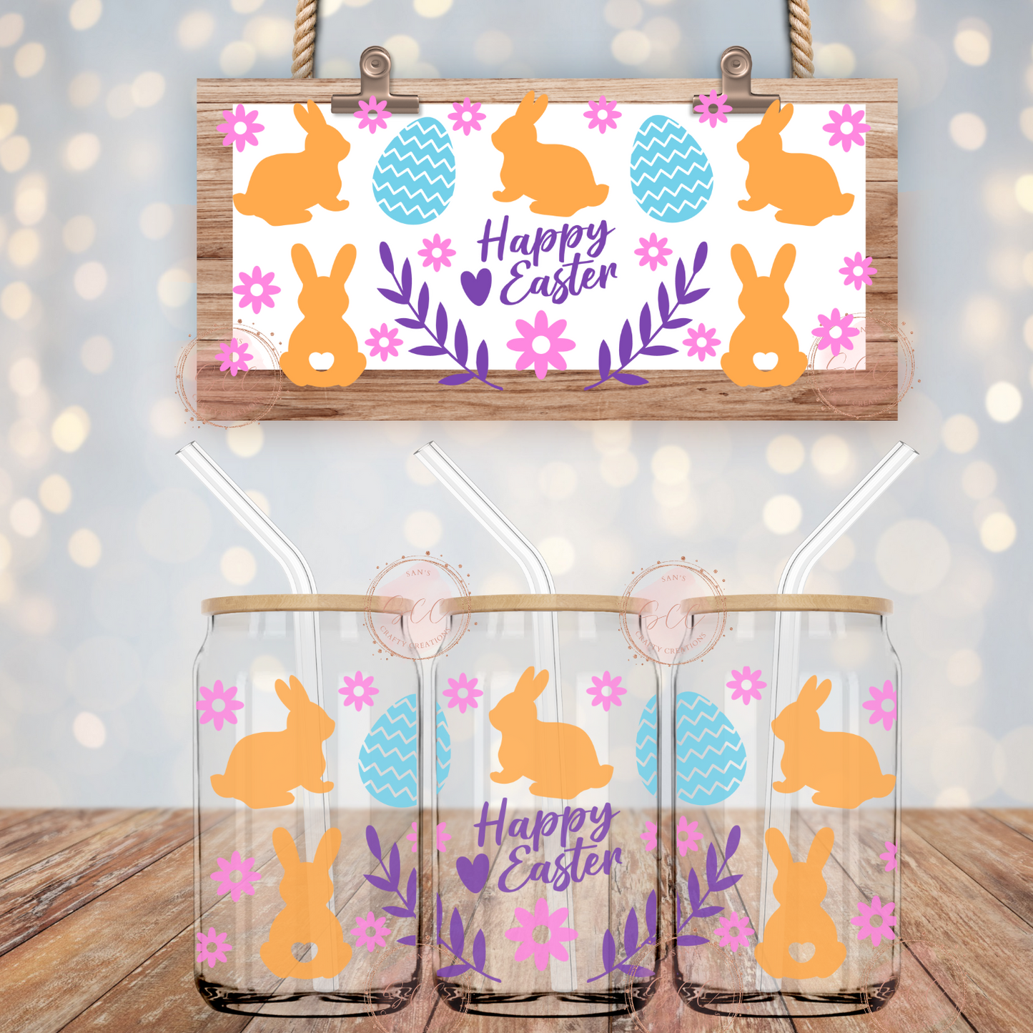 Happy Easter-16oz Libbey Glass Wrap