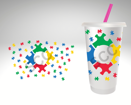 Autism-24oz Cold Cup Wrap