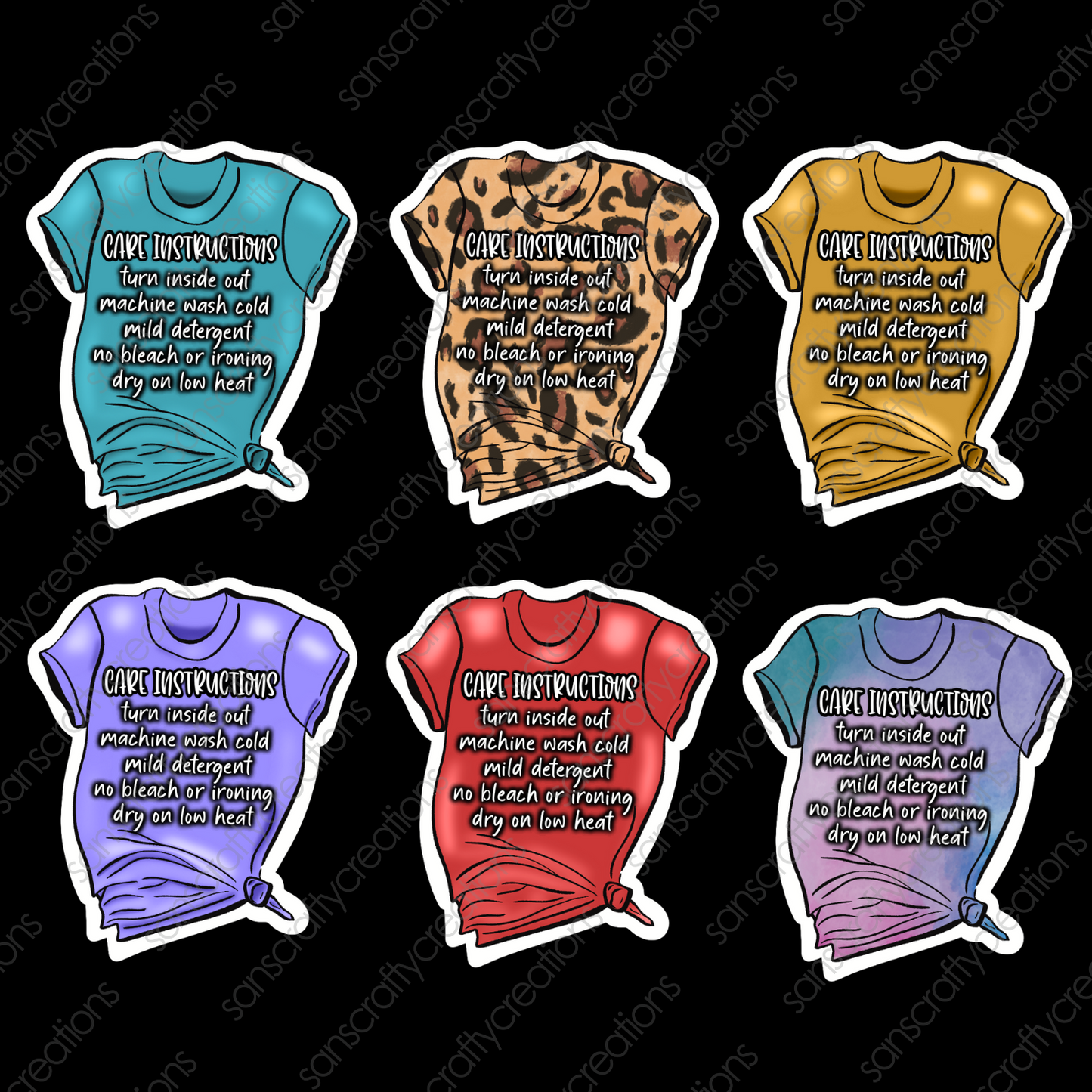 Colorful T-Shirt Care Stickers