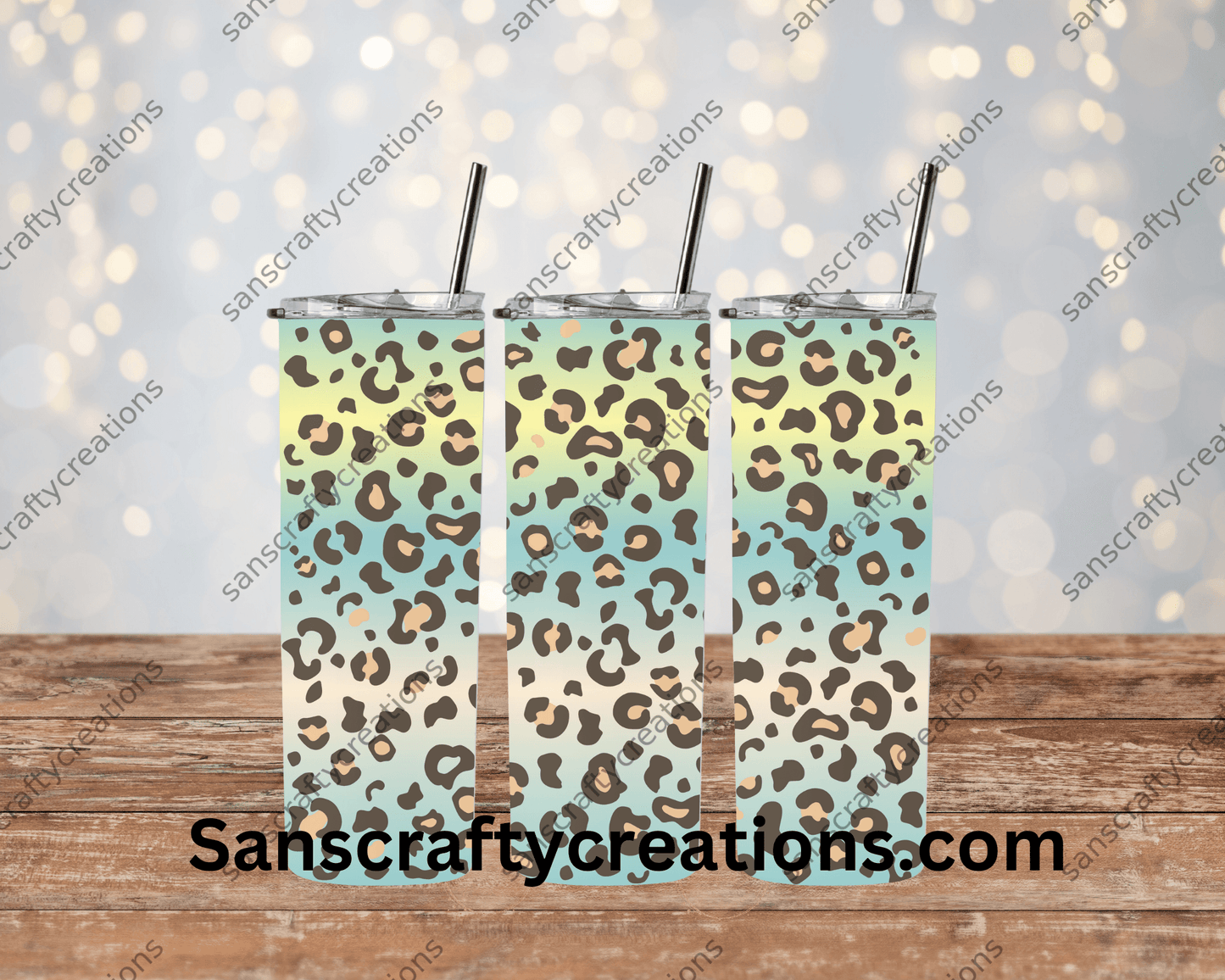 Leopard Print-Tumbler Wrap - Tumbler 20oz by Sanscraftycreations.com - blanks, custom, gift, personalized, sublimation, tumbler 20oz.