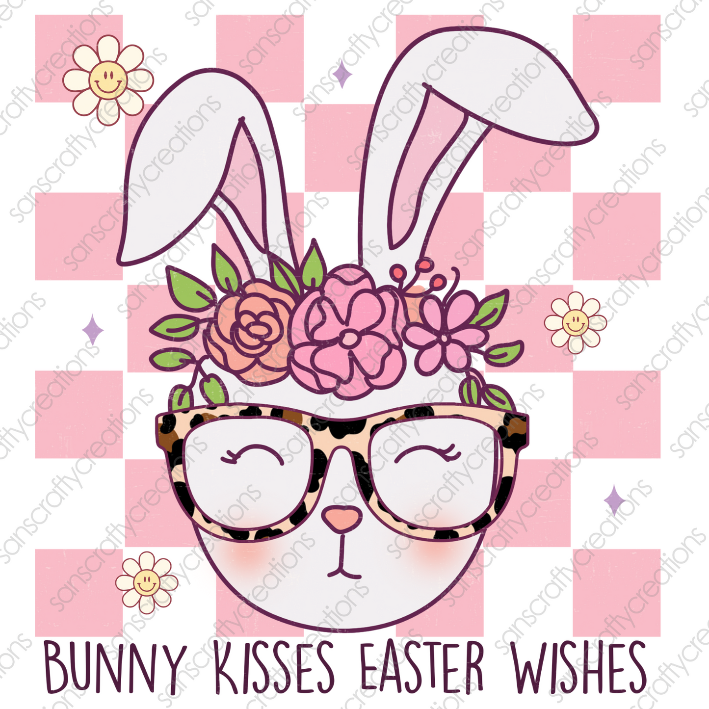 Bunny Kisses Easter Wishes-HTV Transfer