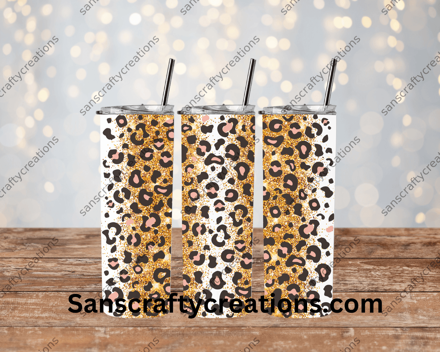 Leopard-Tumbler Wrap - Tumbler 20oz by Sanscraftycreations.com - blanks, custom, gift, personalized, sublimation, tumbler 20oz.