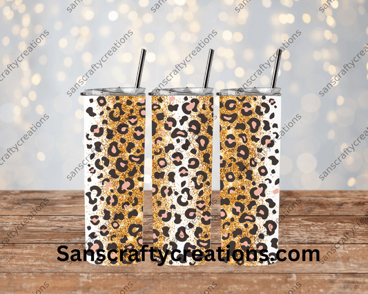 Leopard-Tumbler Wrap - Tumbler 20oz by Sanscraftycreations.com - blanks, custom, gift, personalized, sublimation, tumbler 20oz.