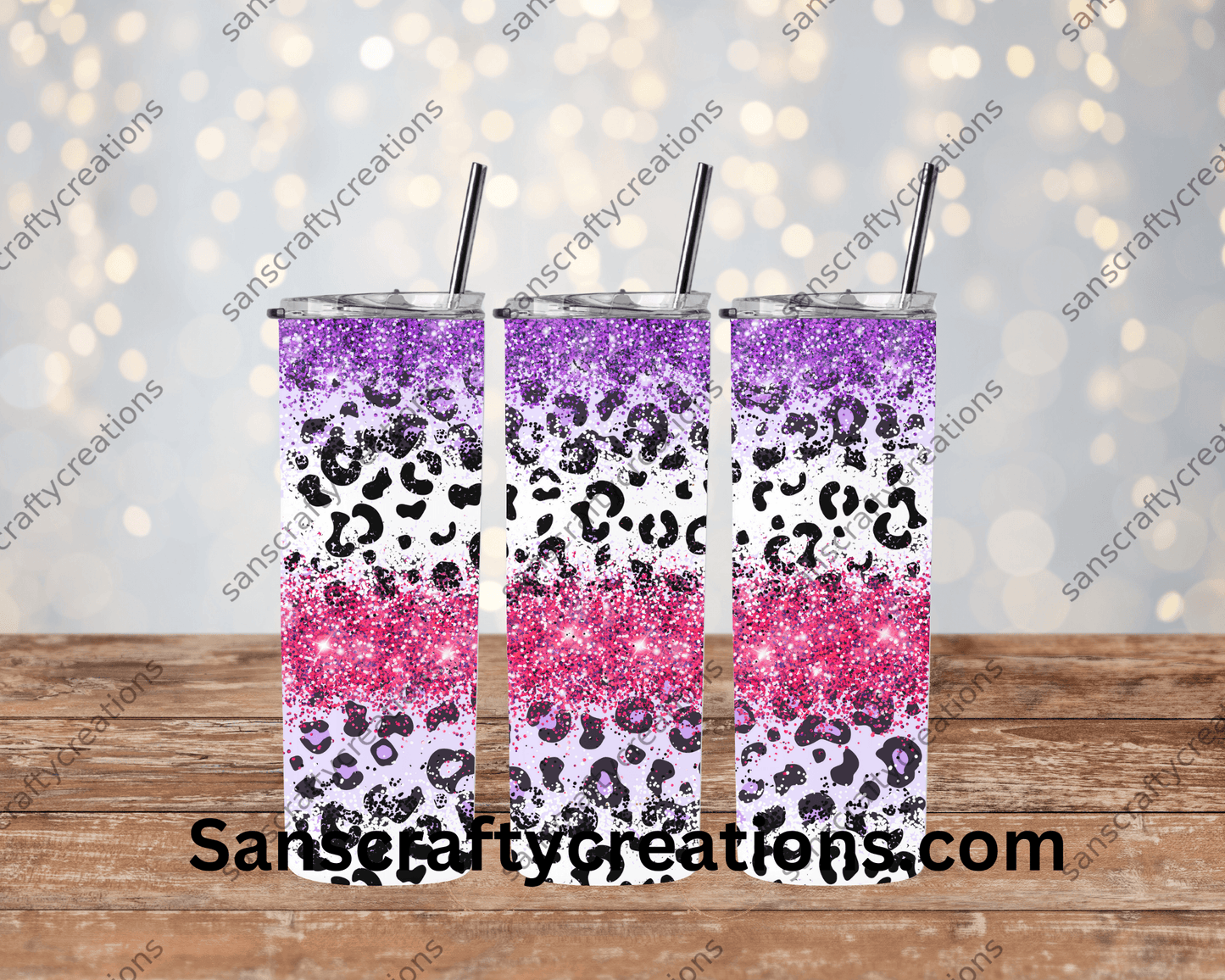 Leopard Print-Tumbler Wrap - Tumbler 20oz by Sanscraftycreations.com - blanks, custom, gift, personalized, sublimation, tumbler 20oz.