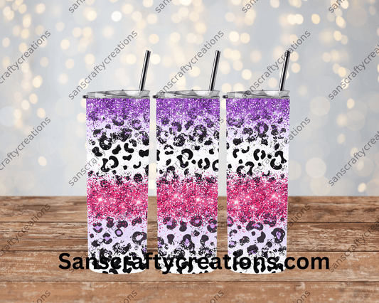 Leopard Print-Tumbler Wrap - Tumbler 20oz by Sanscraftycreations.com - blanks, custom, gift, personalized, sublimation, tumbler 20oz.