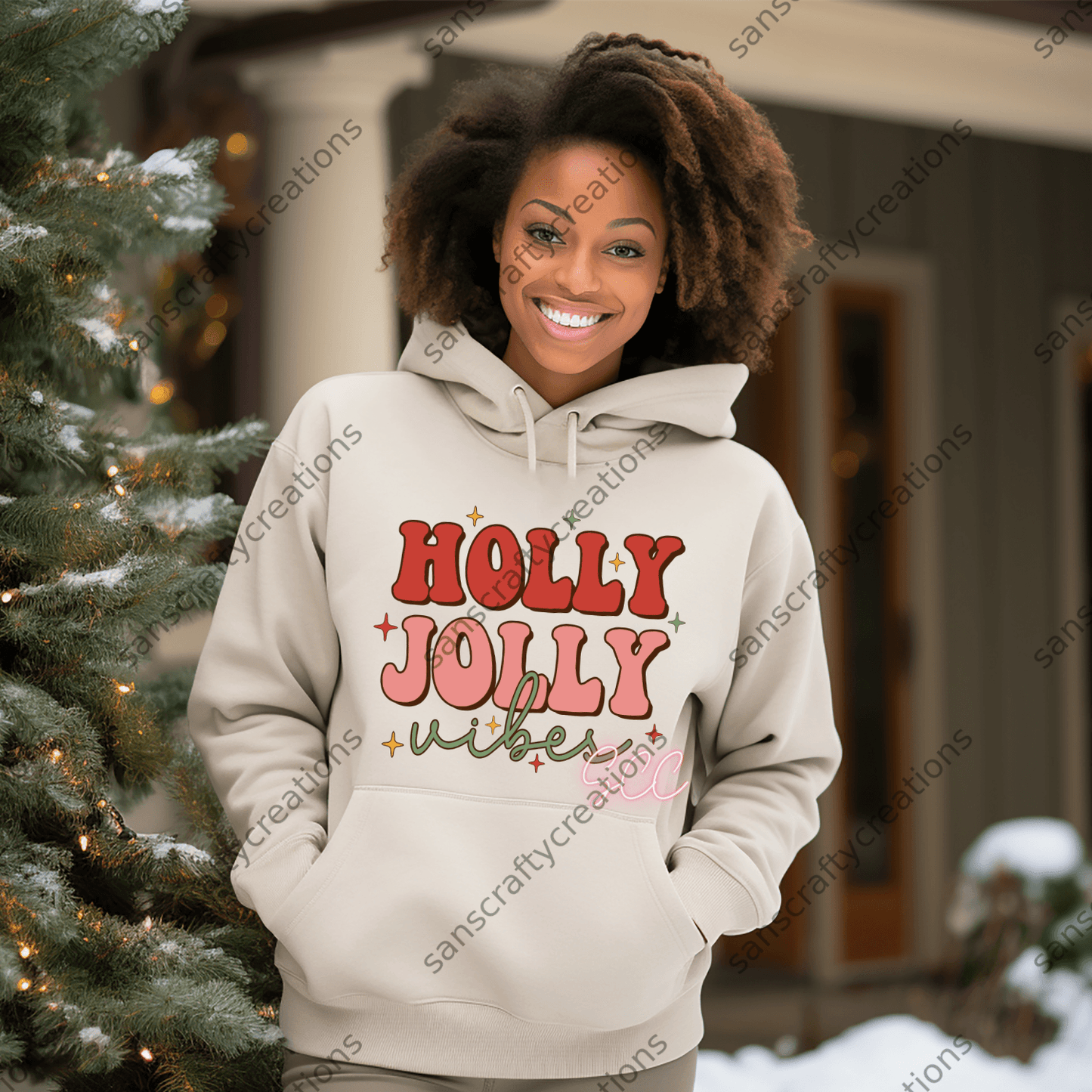 Holly Jolly Vibes-HTV -  by SansCraftyCreations.com - 