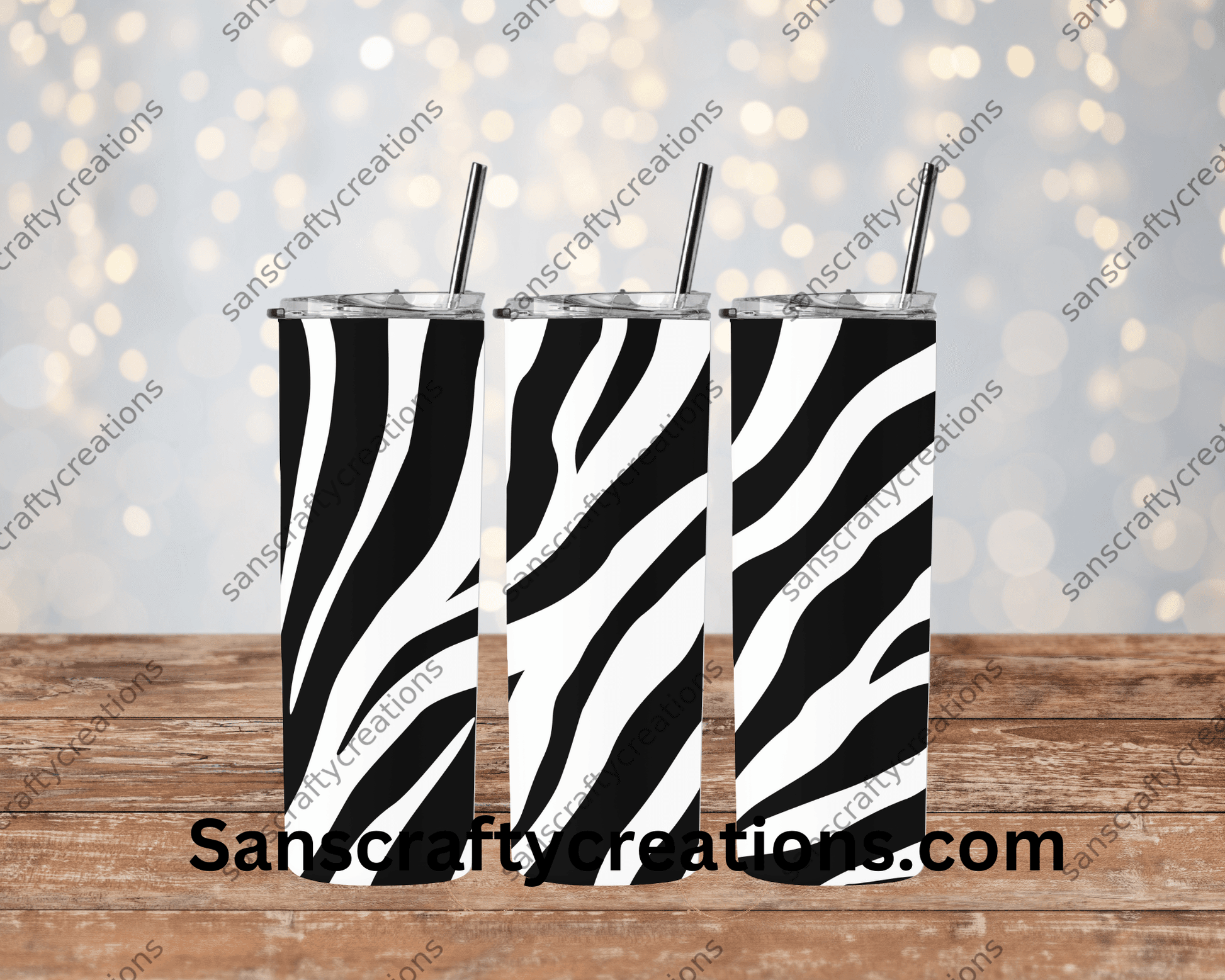 Zebra-Tumbler Wrap - Tumbler 20oz by Sanscraftycreations.com - blanks, custom, gift, personalized, sublimation, tumbler 20oz.