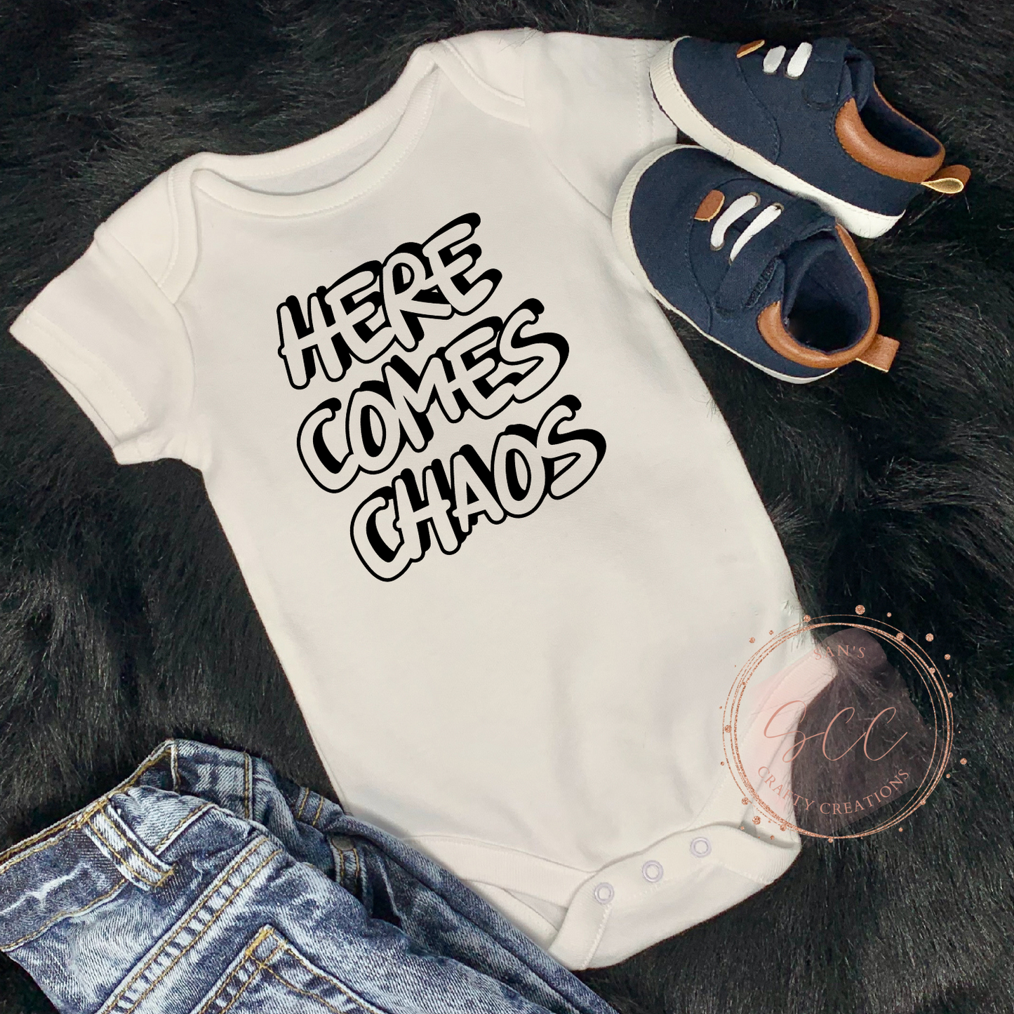 Here Comes Chaos- Baby Onsie