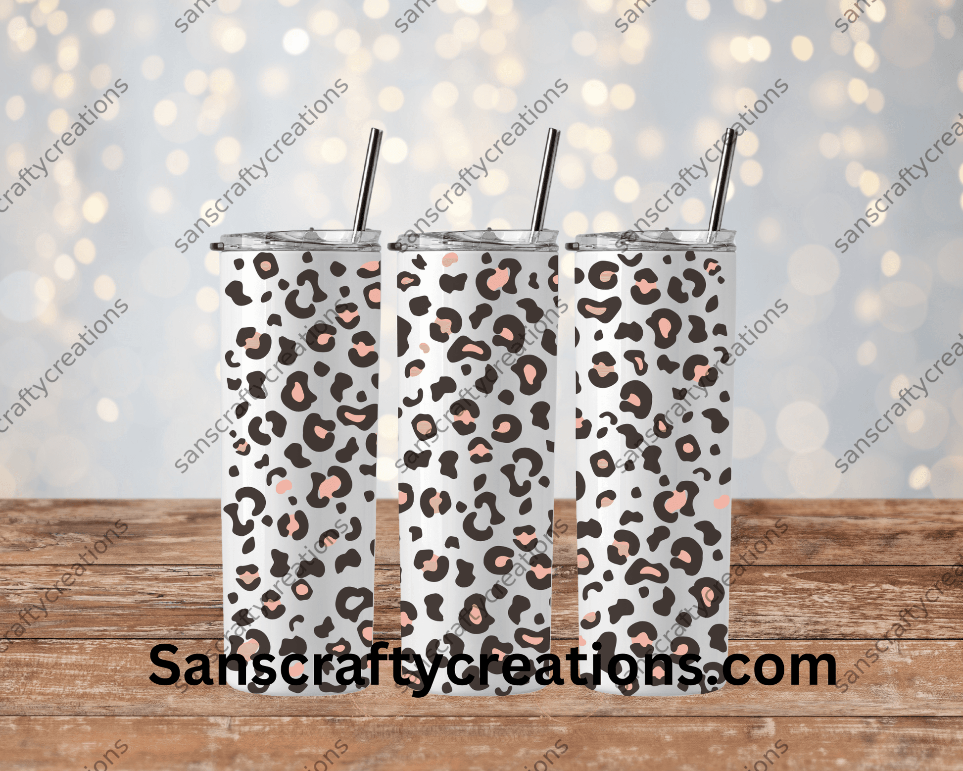 Leopard-Tumbler Wrap - Tumbler 20oz by Sanscraftycreations.com - blanks, custom, gift, personalized, sublimation, tumbler 20oz.