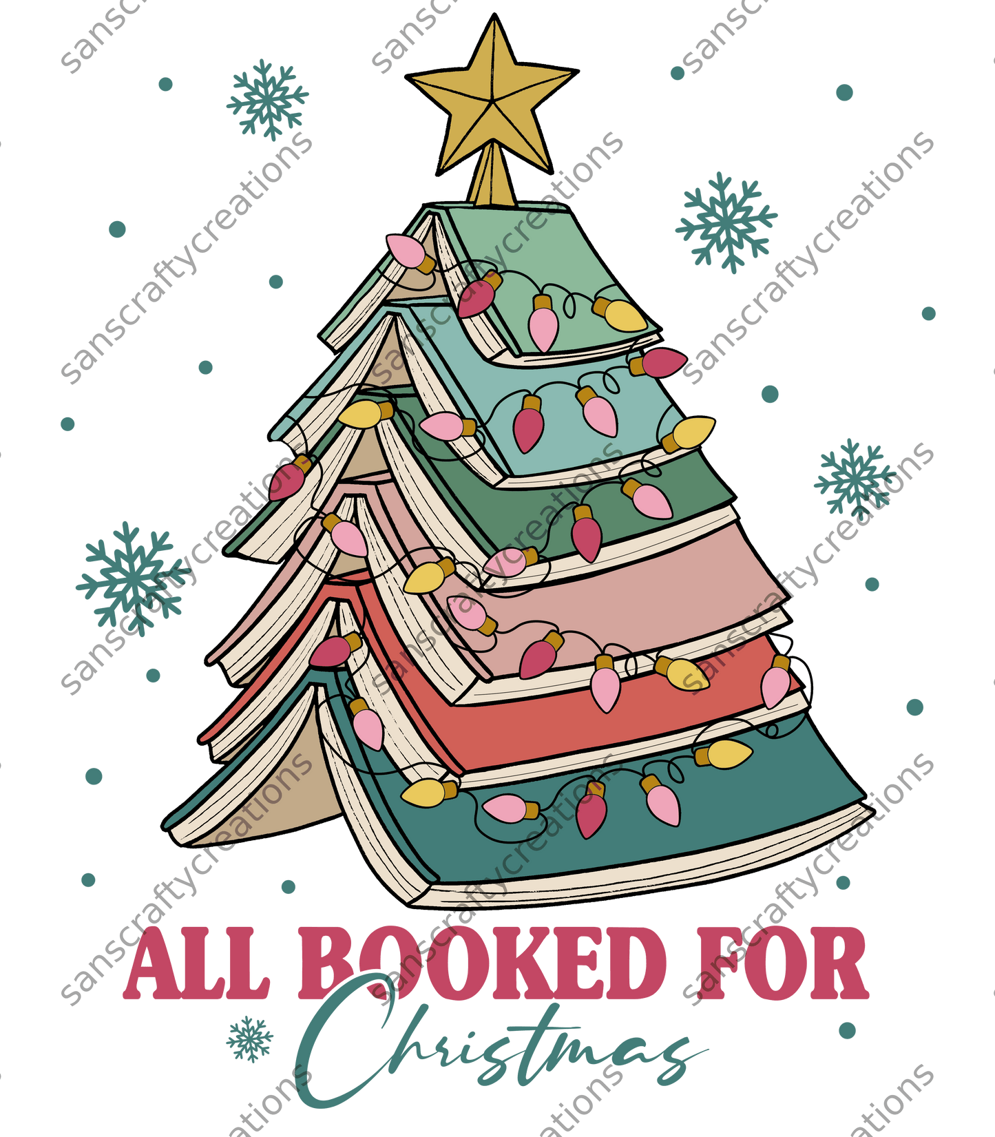 All Booked for Christmas-Transfer -  by SansCraftyCreations.com - 