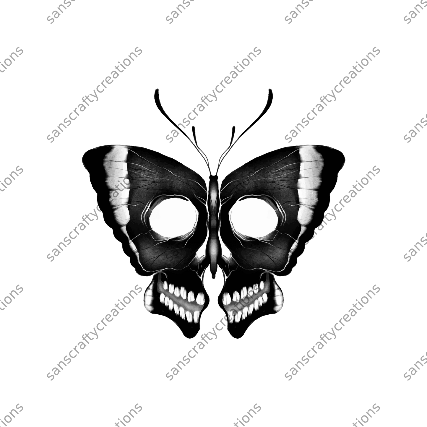 Butterfly skull-Transfer -  by SansCraftyCreations.com - 