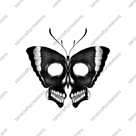 Butterfly skull-Transfer -  by SansCraftyCreations.com - 