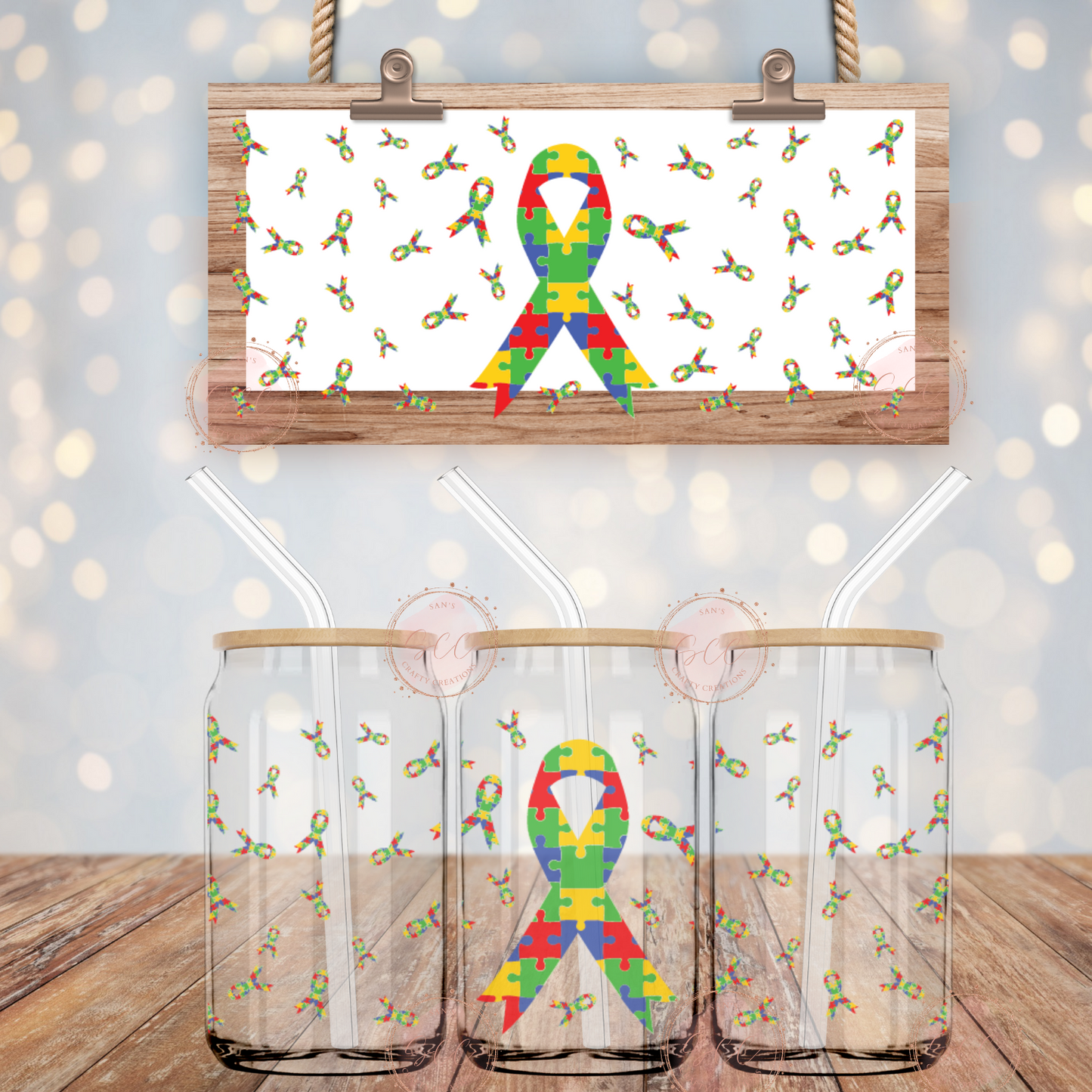 Autism-16oz Libbey Glass Wrap