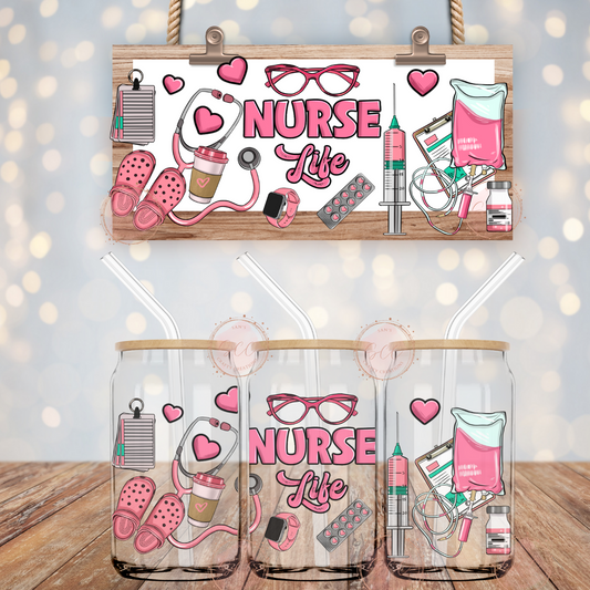 Nurse Life-16oz Libbey Glass Wrap