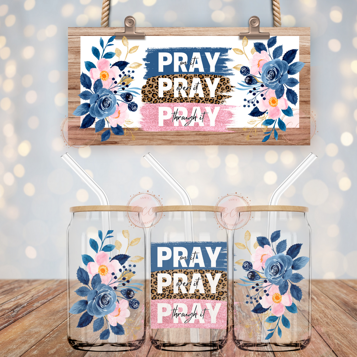 Pray Pray Pray-16oz Libbey Glass Wrap