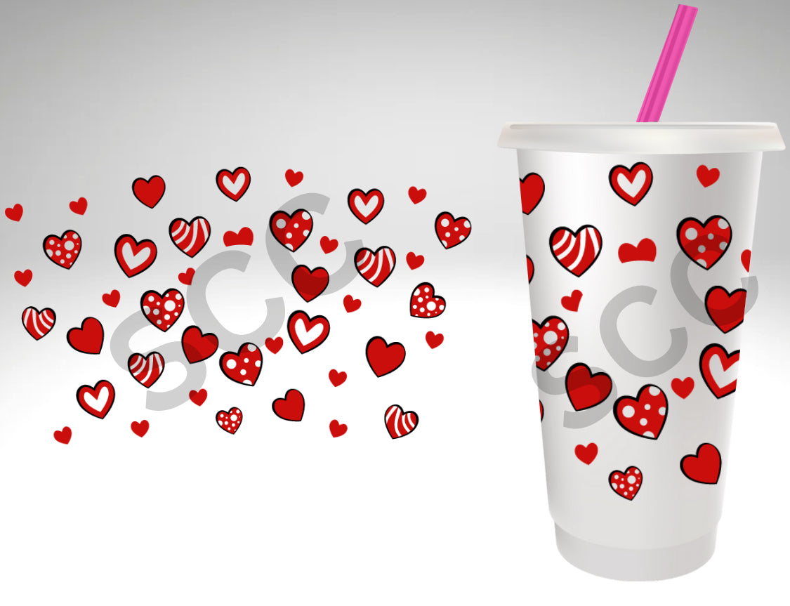 Hearts-24oz Cold Cup Wrap