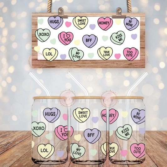 Conversation Hearts-16oz Libbey Glass Wrap