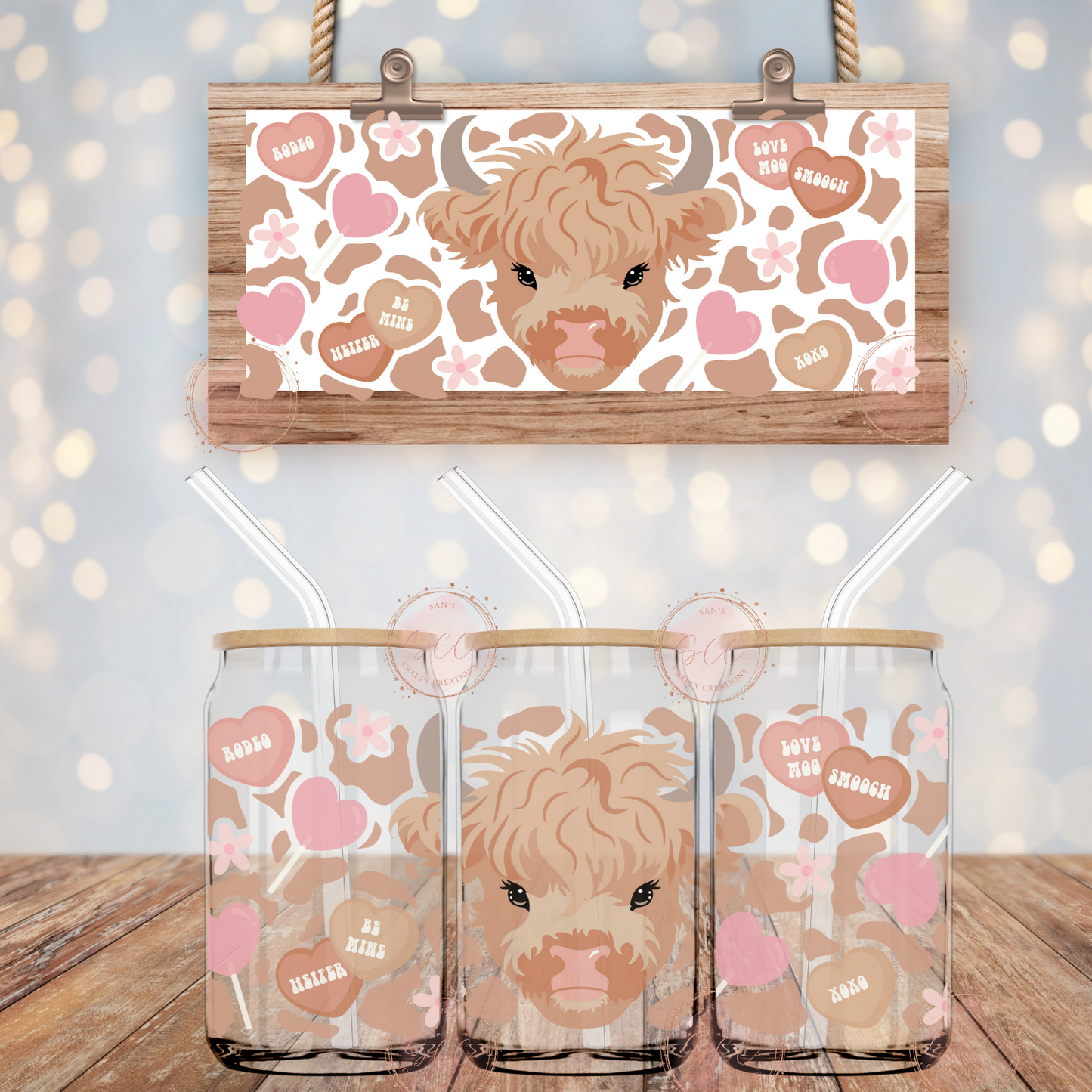 Cow Valentines-16oz Libbey Glass Wrap