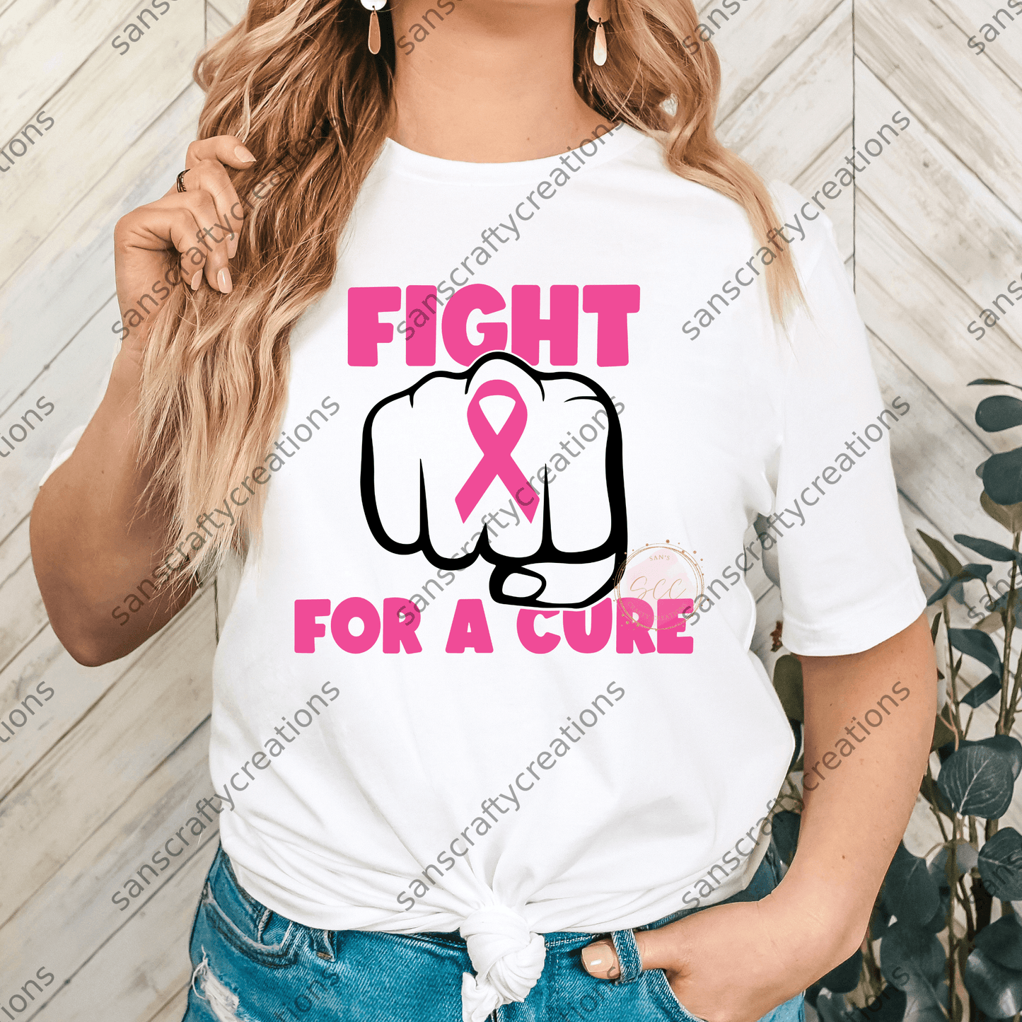 Fight for a Cure -  by SansCraftyCreations.com - breast cancer, cancer, htv transfers