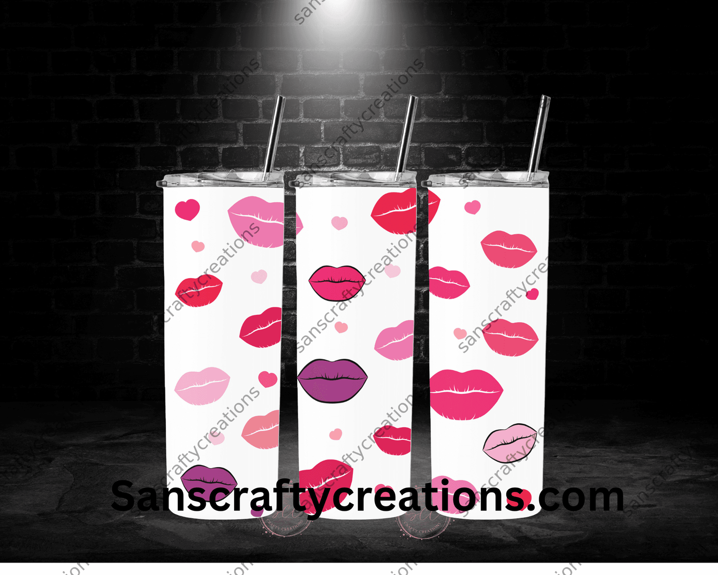 Lips-Tumbler Wrap - Tumbler 20oz by Sanscraftycreations.com - blanks, custom, gift, personalized, sublimation, tumbler 20oz.