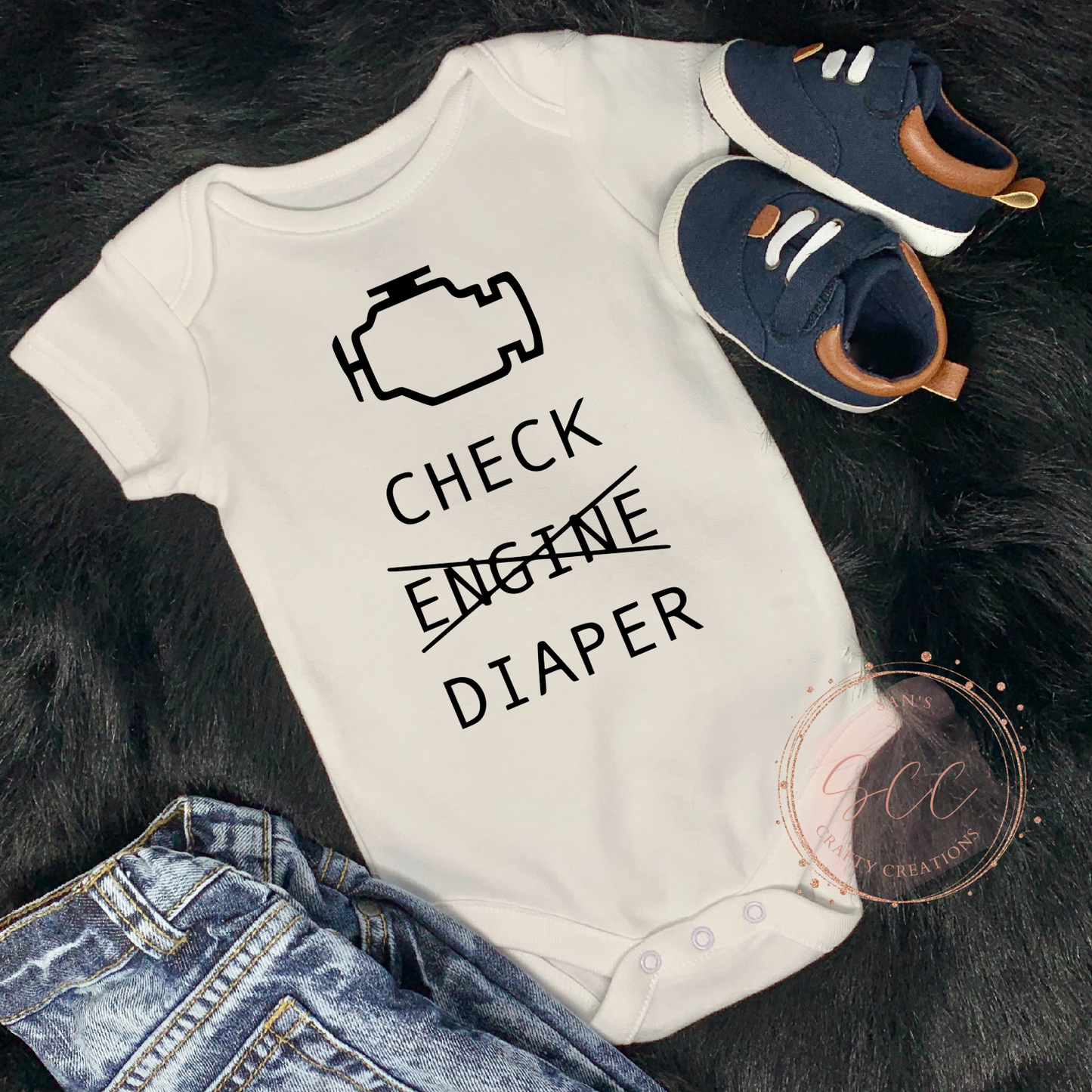 Check Engine Diaper-Baby Onsie