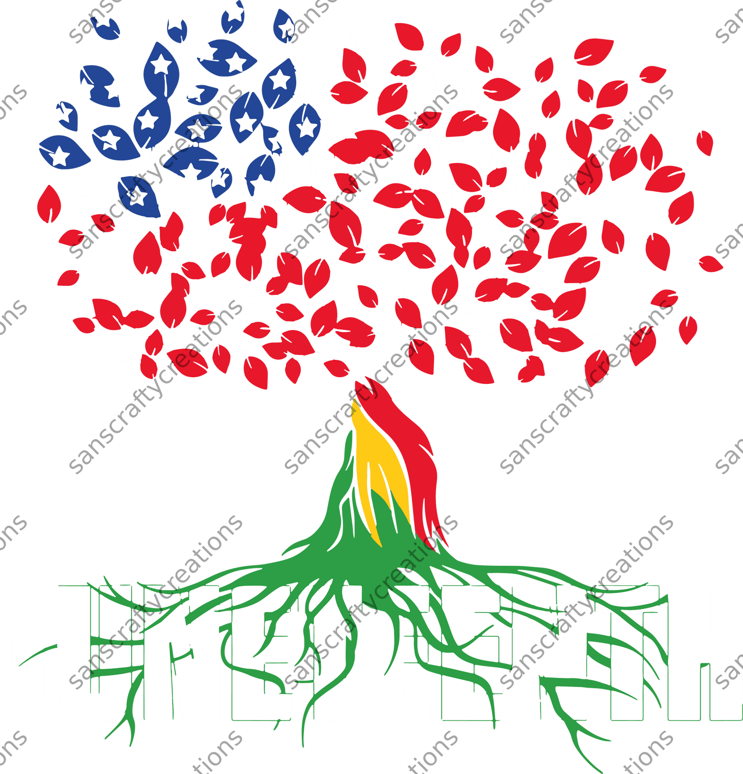 Juneteenth tree-Transfer -  by SansCraftyCreations.com - 