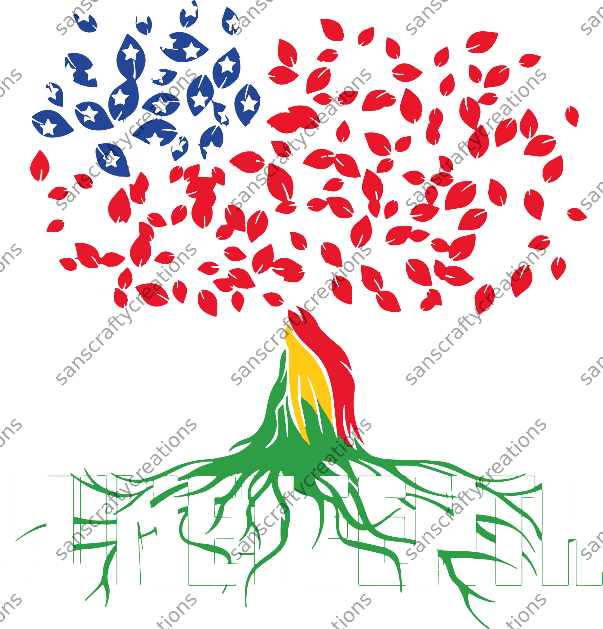 Juneteenth tree-Transfer -  by SansCraftyCreations.com - 