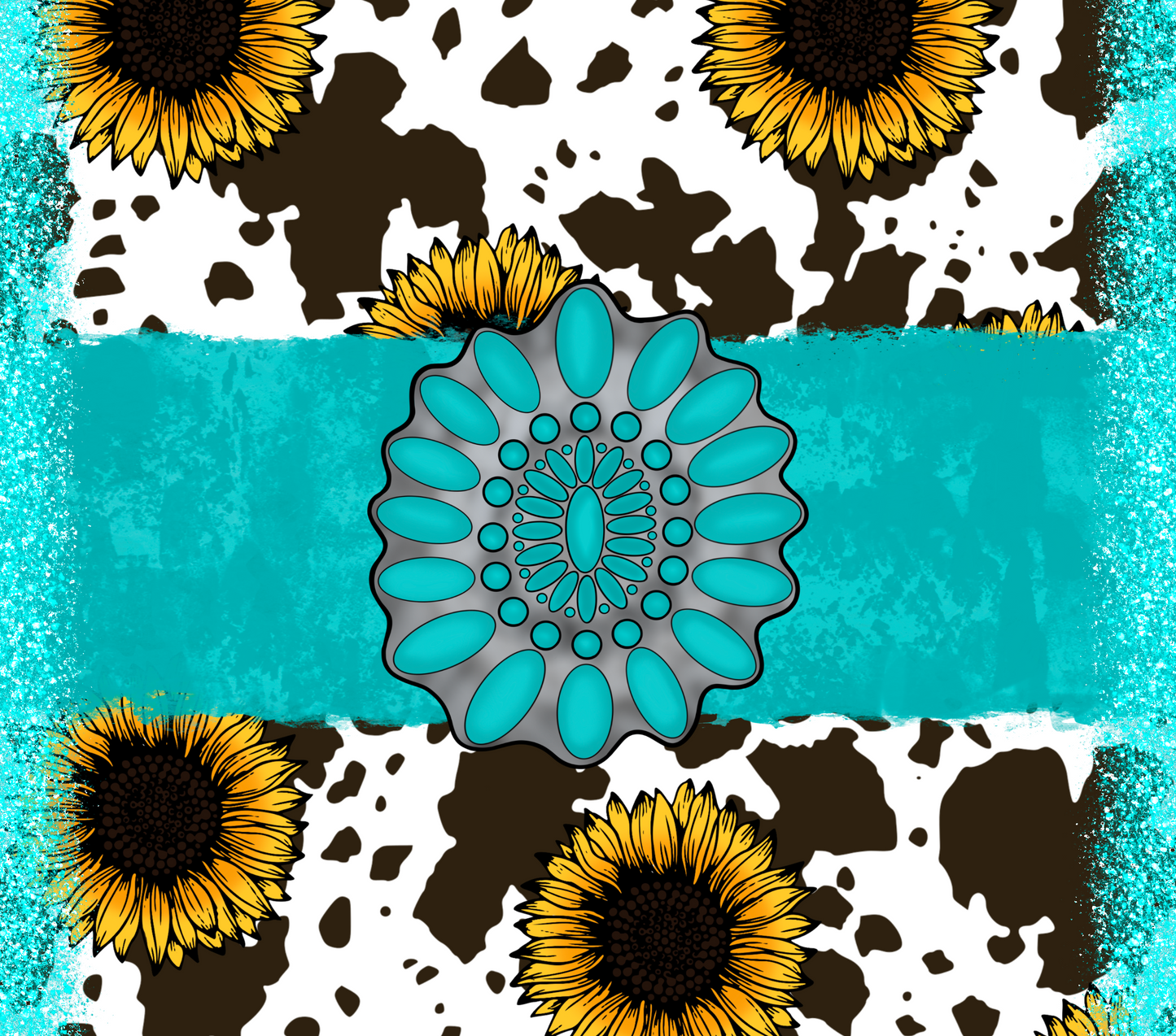 Teal, Sunflower-Transfer