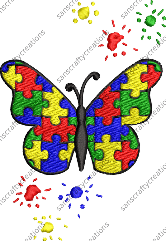 Autism butterfly-Transfer -  by SansCraftyCreations.com - 